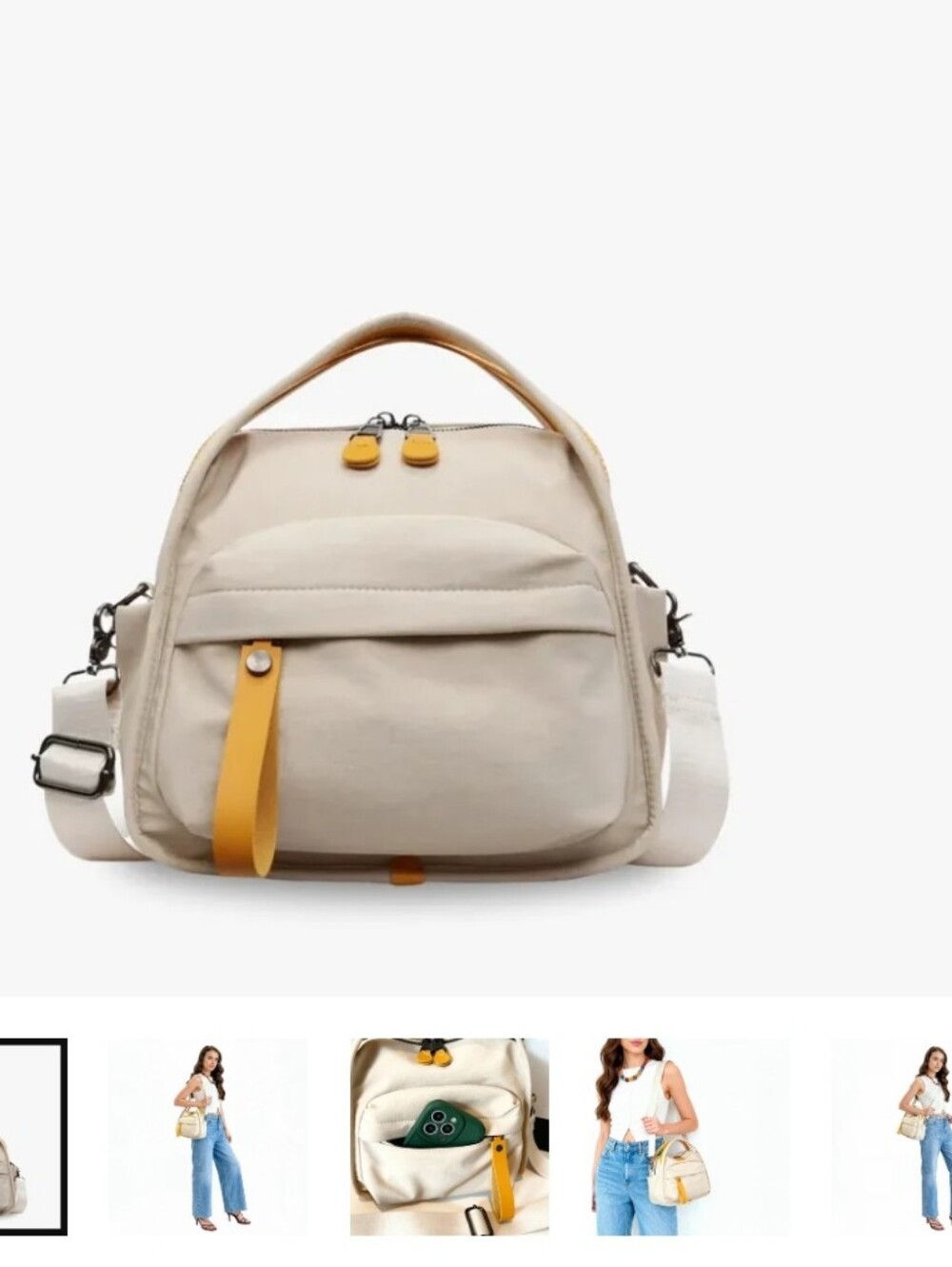 Pomme Lyona Cream Crossbody Bag with Mustard Accent